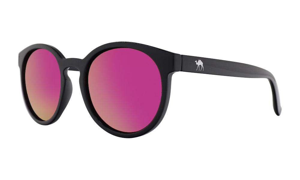 Polarized Sunglasses | Black Mamba - Pink Moon Mirror | Black Frame | by Humps Optics