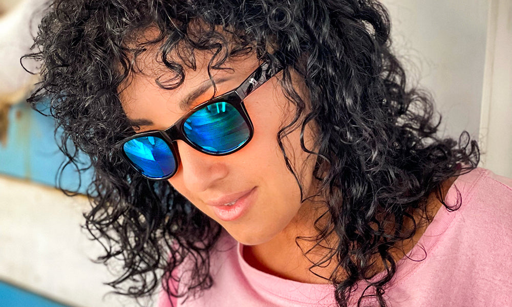 Polarized Sunglasses | Nomad - Blue Ocean Mirror | High Gloss Black Frame