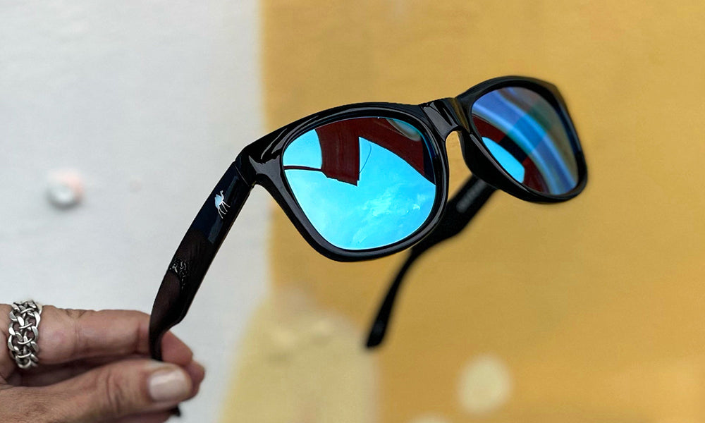 C 567SP River Chill Sunglasses, Matte Black & Blue/Blue Mirror